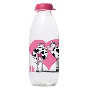 GARRAFA LEITE VIDRO 1L 18645 PINK FULL-FIT